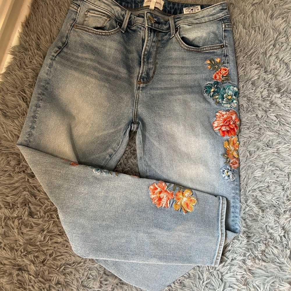 DRIFTWOOD Blue Jeans with Colorful Floral Embroidery - Picture 12 of 12